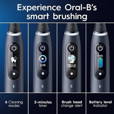 Oral-B iO Series 8 Electric Toothbrush with 2 Replacement Brush Heads and Travel Case, Rechargeable Toothbrush, Black Onyx - Image 5