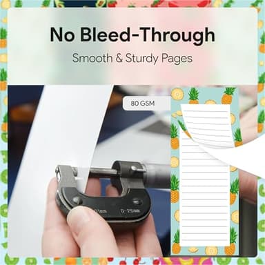 4 Large Magnetic Notepads – Big Notepads for Grocery List, Shopping List, To-Do List, Reminders -Strong Magnetic Back- Memo Pads with Realistic Fruit Designs | 60 Sheets per Pad 9 x 3.5 inch (4 Pack) - Image 4