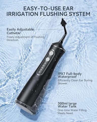 Electric Ear Wax Removal Kit, Ear Wax Cleaner with 4 Water Pressure Modes, Ear Cleaning Kit Safer and More Effective Ear Irrigation Flushing System, Earwax Removal Tool with 4 Nozzles (Silver-Black) - Image 8