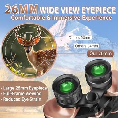 Gaterda 22x50 Binoculars for Adults High Powered, BAK-4 Prism HD FMC, Professional Waterproof Binoculars for Bird Watching, Hunting, Travel with Carrying Bag - Image 5