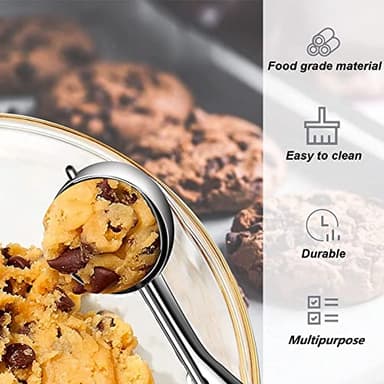 Cookie Scoop, Ice Cream Scoop, Medium Cookie Scoops for Baking, 18/8 Stainless Steel Cookie Scooper for Baking, Ice Cream Scooper with Trigger Release, Cookie Dough Scoop with Non-slip Grip (M)…… - Image 9
