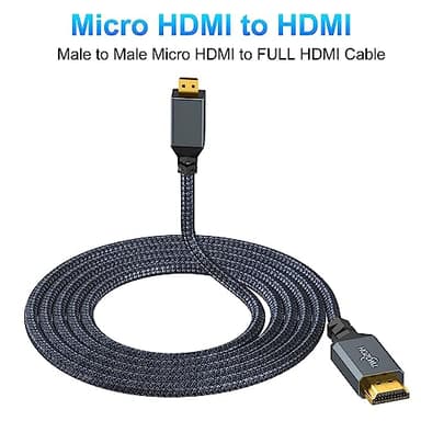 Twozoh Micro HDMI to HDMI Cable 1FT 2 Pack, Nylon Braided Micro HDMI Cable Support 3D/4K@60Hz 18Gbps/2160P/1080P for GoPro Hero7/8/9 Raspberry Pi 4 - Image 3