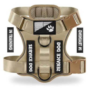Demigreat Service Dog Harness, Reflective Dog Vest Harness with 5 PCS Patches, Adjustable Soft Oxford Pet Harness, Inner Layer Mesh, Easy to Control for Small Medium Large Dogs - Image 1