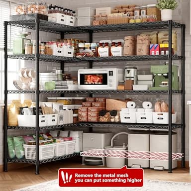 REIBII 70"W Storage Shelves Load 1600LBS, Metal Shelving 5-tier Wire Shelving Unit Metal Shelves for Storage Adjustable Garage Shelving for Pantry Kitchen Garage Commercial school 70"W*15.8"D*72.4"H - Image 5