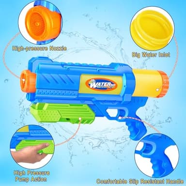 Super Water Gun for Kids Adults: 2 Pack - 1200CC Water Toy Gun Super Water Squirt Blaster Soaker Long Range High Capacity Swimming Pool Beach Outdoor Summer Fun Party Games, Gifts for Boys and Girls - Image 7