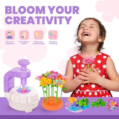 windpaint Toys for Girls 3 4 5 6 7 8 9 10 Years Old, DIY Craft Kits for Kids, Fabric Flower Bouquets for Girls Gifts, Educational Learning Detective Toys for Toddler Kids,Birthdays Gifts (Purple) - Image 2
