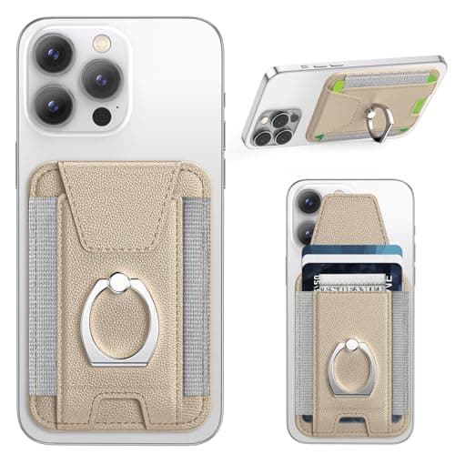 ExtreLife For Magsafe Wallet with Grip, 6-Card Holder, Stronger Magnetic Card Wallet Holder for iPhone 17/16/15/14/13/12 Series, Leather Magnetic Phone Wallet with Privacy Flap, Desert Titanium Gold - Image 1