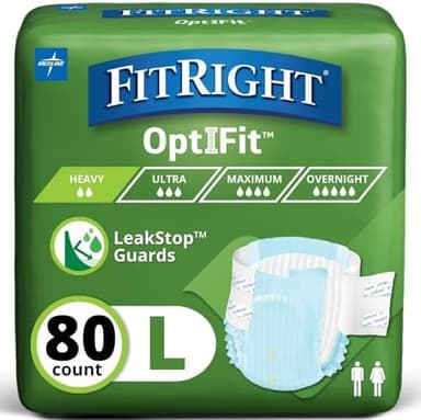 FitRight Adult Diapers, Extra+ Heavy Absorbency, L (Waist Size 44in-56in), 80 Count, OptiFit Incontinence Briefs for Men and Women, Disposable, Moisture-Wicking, Leak Protection - Image 3