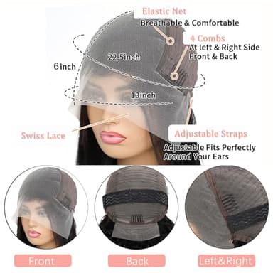 annione 30 Inch 13x6 Lace Front Wigs Human Hair 200% Density Real Human Hair Wig Body Wave HD Lace Frontal Wigs Pre Plucked Transparent Lace Natural Black for Women - Image 5