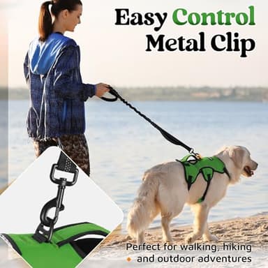 rabbitgoo Escape Proof Dog Harness, Soft Padded Full Body Pet Harness, Reflective Adjustable No Pull Vest with Lift Handle and Lesh Clip for Large Dogs Walking Hiking Training, M, Green - Image 6