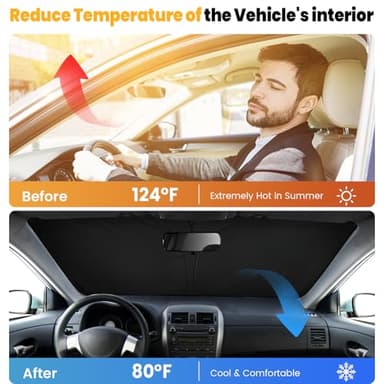Car Windshield Sun Shade - Foldable Car Sun Shade Windshield for Front Window, Reflector Sunshade Offers Ultimate Protection for Cars Interior (55.2 x 31.5 in) - Image 5