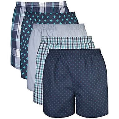 Gildan Men's Underwear Boxers, Multipack, Assorted Navy (5-Pack), Large - Image 1