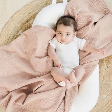 Konssy Muslin Swaddle Blankets for Boys Girls, 2 Pack Receiving Baby Blanket Large 47 x 47 inches, Soft Breathable Swaddling Wrap for Unisex Newborn (Pink, Floral) - Image 3