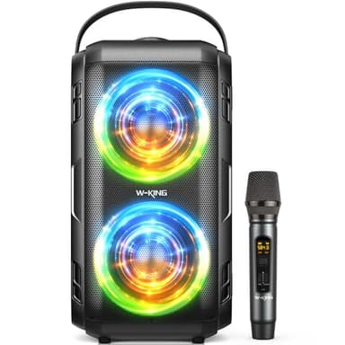 W-KING 80W Bluetooth Speaker with Wireless Microphone, Portable Loud Party Bluetooth Speaker-2 Full Range Drivers/Deep Bass, 105dB Sound, Adults/Kids with Lights/IPX5/U-Disk/TF/AUX - Image 1