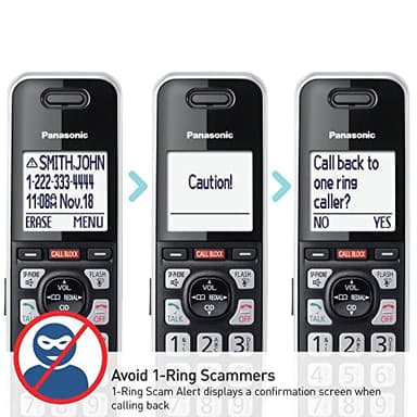 Panasonic Cordless Phone with Advanced Call Block, Link2Cell Bluetooth, One-Ring Scam Alert, and 2-Way Recording with Answering Machine, 3 Handsets - KX-TGF973B (Black with Silver Trim) - Image 6