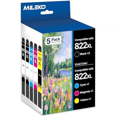 822XL Ink Cartridges Remanufactured Replacement for Epson 822XL Ink Cartridges for Epson 822 822 XL T822 for Epson WF-3820 Printer Workforce Pro WF-4820 WF-4830 WF-4833 WF-3823 Printer（5 Pack, 822XL） - Image 1