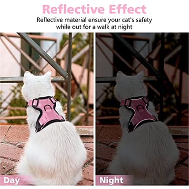 Dooradar Cat Harness and Leash Set, Escape Proof Safe Adjustable Kitten Vest Harnesses for Walking, Easy Control Soft Breathable Mesh Jacket with Reflective Strips for Cats, Pink, XS - Image 3