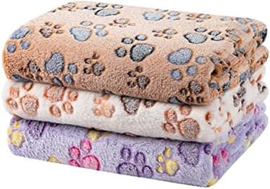 Dono 1 Pack 3 Dog Blankets, Soft Fluffy Fleece Pet Blanket Warm Sleep Mat Paw Print Design Puppy Kitten Throw Blankets Doggy Blanket for Dogs - Image 3