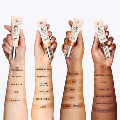 IT Cosmetics CC+ Nude Glow (Neutral Rich) - Medium Coverage Foundation with SPF 40 & Brightening Glow Serum, Lightweight Skin Tint, 2% Niacinamide + Hyaluronic Acid, Up to 24H Hydration - 1.08 fl oz - Image 6