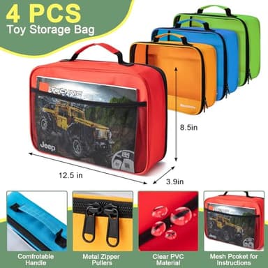 4 PCS Toys Storage Bag, Classic Bricks Building Set Storage Bag, Travel Case for Building Toys, Puzzles - Image 2