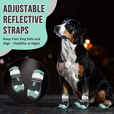 SlowTon Dog Shoes for Large Small Medium Dogs - Breathable Dog Boots for Summer Hot Pavement, Paw Protector for Outdoor Walking Winter Snow, Anti-Slip Rubber Dog Booties for Hardwood Floor (GR, 5) - Image 7
