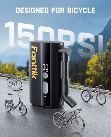 Fanttik X9 Ace Mini Bike Pump, 32s Fast Inflate Bike Pump with Gauge, 150PSI Electric Air Pump with Presta and Schrader Valve, Suitable for Mountain Bike, Road Bike, Electric Bike, MTB - Image 9