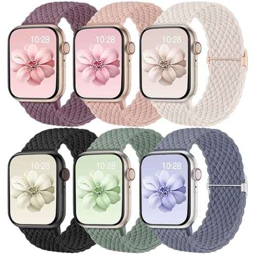 Odbeai Compatible with Apple Watch Bands for Women Solace Stretchy Braided Fabric 40mm 44mm 45mm 41mm 42mm 38mm 46mm 49mm, Stretchy Braided Fabric Strap for iWatch Series 11 10 9 8 7-1 SE Ultra1/2/3 - Image 1