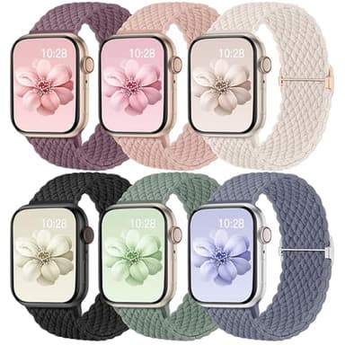 Odbeai Compatible with Apple Watch Bands for Women Solace Stretchy Braided Fabric 40mm 44mm 45mm 41mm 42mm 38mm 46mm 49mm, Stretchy Braided Fabric Strap for iWatch Series 11 10 9 8 7-1 SE Ultra1/2/3 - Image 1