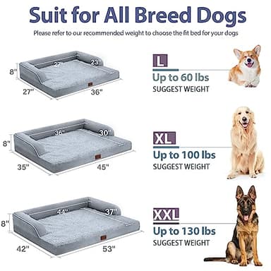 Casa Paw Orthopedic Dog Beds for Extra Large Dogs, Waterproof XLarge, Memory Foam Couch , Comfy Bolster Pet Bed with Removable Washable Cover, Nonskid Bottom (X-Large, Grey) - Image 5