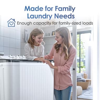 Anypro Portable Clothes Washing Machine, Twin Tub 28 Lbs Capacity Laundry Washer and Dryer Combo 2 In 1 Washer (18 Lbs) & Spinner (10 Lbs) for Apartments, Dorms, RV, Camping - Image 7