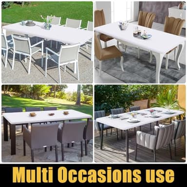 Smiry Rectangle Picnic Table Cloth, Waterproof Elastic Fitted Tablecloths for 6 Foot Tables, Washable Polyester Table Cover for Camping, Indoor and Outdoor (White, 30"x72") - Image 6