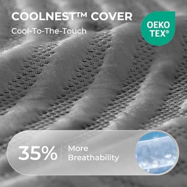 Sweetnight CoolNest 14 Inch King Size Mattress, Cooling King Memory Foam Mattress for Cool Night Sleep, 5-Zone Ergo Support for Pressure Relief, Medium, CertiPUR-US Certified - Image 4