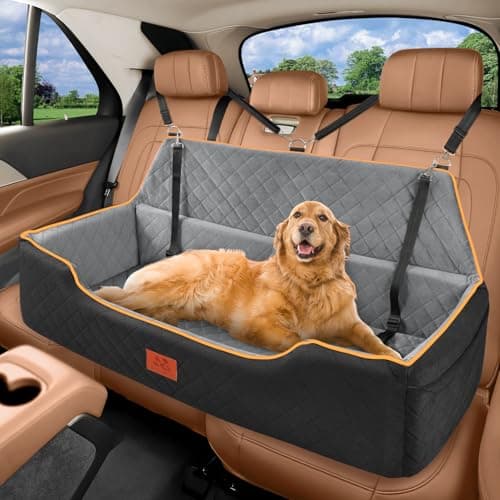 XIEEAOZEE Dog Car Bed Booster, Comfortable Travel Seat for Large/Medium Dogs, Fully Detachable & Washable with Thick Cushion (Black&Gray) - Image 1