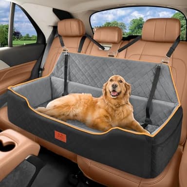 XIEEAOZEE Dog Car Bed Booster, Comfortable Travel Seat for Large/Medium Dogs, Fully Detachable & Washable with Thick Cushion (Black&Gray) - Image 1