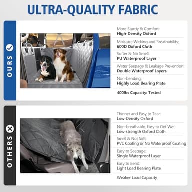 XL Truck Back Seat Extender for Dogs, Dog Seat Cover Back Seat Supports 400lbs, Hard Bottom Pet Seat Covers for Crew Cab Trucks, Dog Hammock for F150, RAM1500, Sierra, Tundra, Silverado, Titan Grey - Image 6