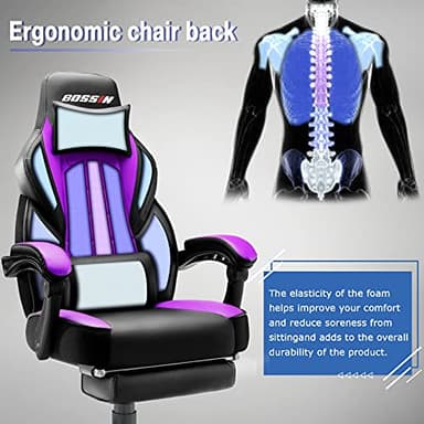 LEMBERI Gaming Chairs for Adults,Ergonomic Video Game Chairs with footrest,Big and Tall Gaming Chair 400lb Weight Capacity, Racing Style Gaming Computer Gamer Chair with Headrest and Lumbar Support - Image 5