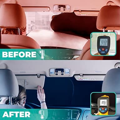kinder Fluff Patented Windshield Sun Shade for Cars - The Only Certified Car Window Shades Blocking 99.9% UVR - Automotive Sunshades for Cars, SUV, RV, Truck & Auto Accessories - (XL) - Image 9