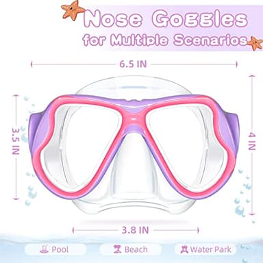 Freela Kids Swim Goggles with Nose Cover, Water Pool Beach Swimming Goggles Mask for Childrens Boys Girls Junior Youth 3-6 4-7 6-14 8-12 Age 5 6 7 8 9 10 11 12 13 14 Purple - Image 4