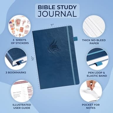 Clever Fox Bible Study Journal Large – Church Notes Notebook – Note Taking & Journaling Kit – Faith Based Religious Accessories, 7x10” (Mystic Blue) - Image 2