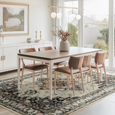 BESTSWEETIE 8x10 Area Rugs for Living Room, Washable Ultra Soft Boho Vintage Print Pattern Rug Non Slip Low Pile Carpet for Dining Room Bedroom Entryway Indoor-Black/Beige/Purple - Image 7