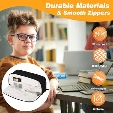 JAESITETER Big Capacity Pencil Case Large Pencil Pouch 3 Compartment Pouch Pen Bag for School Office Large Storage High Capacity Pencile Pounch for Teen Girl Boy Men Women - Image 4