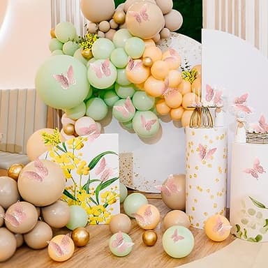 3D Pink Butterfly Wall Decor 3 Sizes 4 Styles Butterfly Party Decorations Cake Decorations Removable Stickers Wall Decor Room Mural Metallic Kids (Pink, 48Pcs) - Image 7