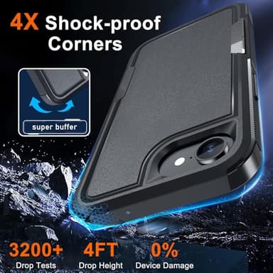 RMOCR for iPhone 16E Case with Screen Protector,Military Grade Heavy Duty Shockproof Phone Cover with Wrist Lanyard Strap for iPhone 16E 2025 Released,Black Matte - Image 5