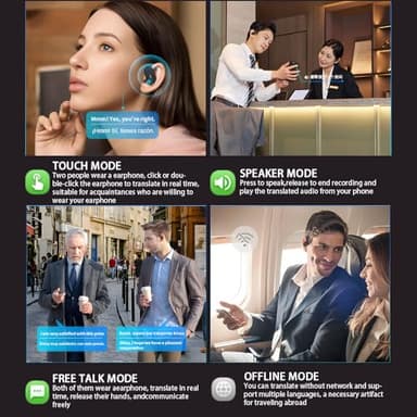 AI Language Translator Earbuds, 144 Languages Translation Earbuds Real Time, OWS Translating Earbuds Headphones Translation Device for iPhone and Android Travel Business Learning - Image 6