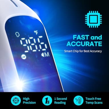 HubiBaby No-Touch Infrared Thermometer for Adults, Accurate Digital Forehead Thermometer, Large LED Display, Fever Alarm, 2 in 1 Forehead & Object Thermometer - Image 2