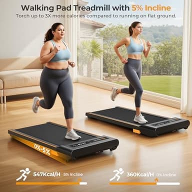 Walking Pad with Incline, Under Desk Treadmill for Home, 2.5 HP Portable Treadmills with Incline, Compact Treadmill Small Running Pad with LED Display, Remote Control - Image 4