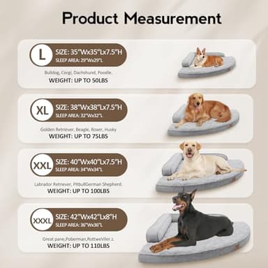 MEKIY Large Dog Bed - XL Orthopedic Egg-Crate Memory Foam Dog Beds with Removable Washable Cover, Waterproof Pet Beds with Non-Slip Bottom, Grey - Image 6