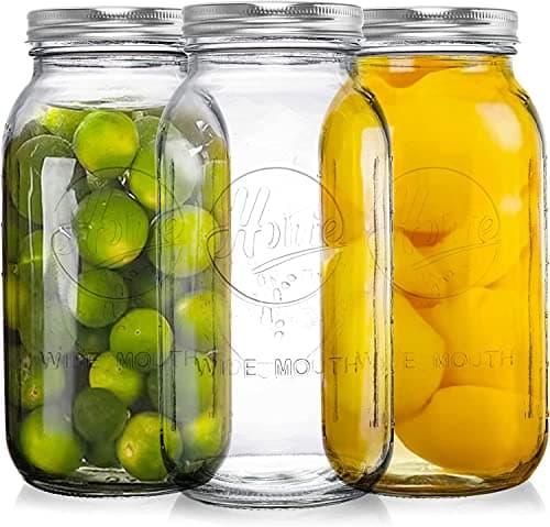 Tebery 3 Pack Wide Mouth Mason Jars 64 oz with Airtight Lids and Band, 1/2 Gallon Clear Glass Storage Jars For Canning, Fermenting, Pickling, Storing - Image 1