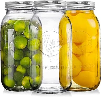 Tebery 3 Pack Wide Mouth Mason Jars 64 oz with Airtight Lids and Band, 1/2 Gallon Clear Glass Storage Jars For Canning, Fermenting, Pickling, Storing - Image 1