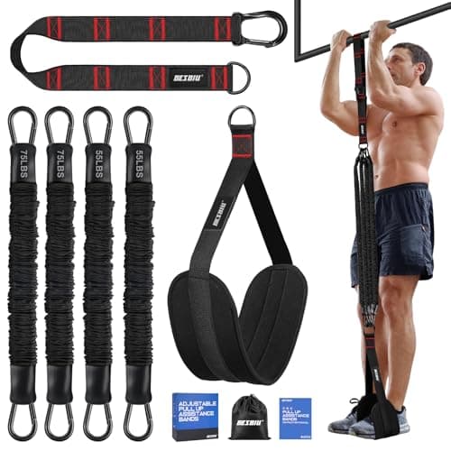 Pull Up Assistance Bands 260lbs, Heavy Pull Up Bands Resistance Bands for Pull Ups Working Out with Feet Rest, Pull Up Bar Bands Assistance Bands Strength Training Workout Equipment, Height Adjustable - Image 1